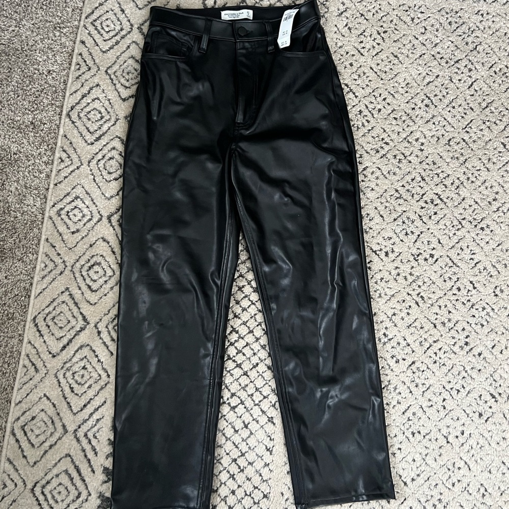 Faux Leather Ankle Straight Ultra High Rise